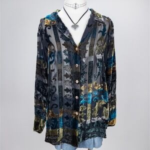 Citron Santa Monica Velvet Burnout Silk Blouse - Jewel-Tone‎ Artwear